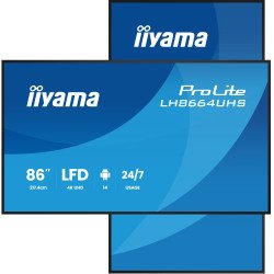 iiyama LH8664UHS-B3AG Écran d'affichage dynamique Écran plat de signalisation numérique 2,17 m (85.6") Wifi 450 cd/m² 4K Ultra HD Noir Intégré dans le processeur Android 24/7