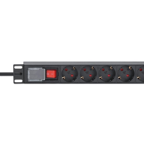 Intellinet Unité de distribution d'alimentation (PDU) 19" 1U à 8 prises EU, avec interrupteur marche/arrêt, montage horizontal, 16 A, prises EU CEE 7/3, câble d'alimentation 2 m, sortie, montage en rack, garantie trois ans