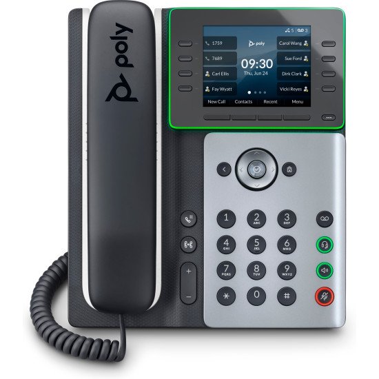 POLY Edge E300 IP Phone and PoE-enabled téléphone fixe Noir 8 lignes IPS