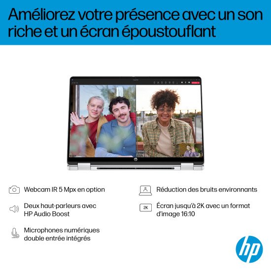 HP OmniBook 5 Flip 14-fp0742nb Intel® Core™ i3 i3-1315U Hybride (2-en-1) 35,6 cm (14") Écran tactile 2K 8 Go LPDDR5-SDRAM 512 Go SSD Wi-Fi 6 (802.11ax) Windows 11 Home Argent