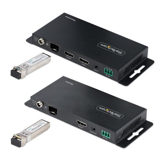 StarTech.com Kit Extender HDMI Fibre Optique - 4K60Hz jusqu'à 1km (Monomode) ou 300m (Multimode) Fibre optique LC, HDR, HDCP, Audio 3.5mm/RS232/Extender IR - Prolongateur/Extension HDMI - Kit Émetteur et Récepteur
