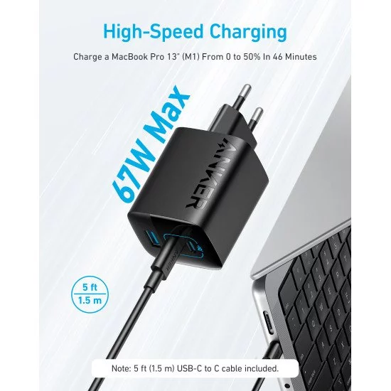 Anker 336 Charger (67W) Ordinateur portable, Téléphone portable, Ordinateur portable, Chargeur électrique, Smartphone, Smartwatch, Tablette, Montre, Portables Noir USB Charge rapide Intérieure Anker 336 Charger (67W) Ordinateur portable, Téléphone portable, Ordinateur portable, Chargeur électrique, Smartphone, Smartwatch, Tablette, Montre, Portables Noir USB Charge rapide Intérieure