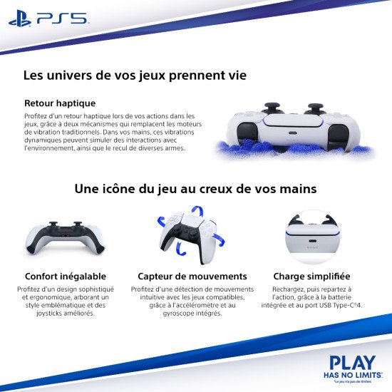 Sony DualSense Bleu Bluetooth/USB Manette de jeu Analogique/Numérique Android, MAC, PC, PlayStation 5, iOS