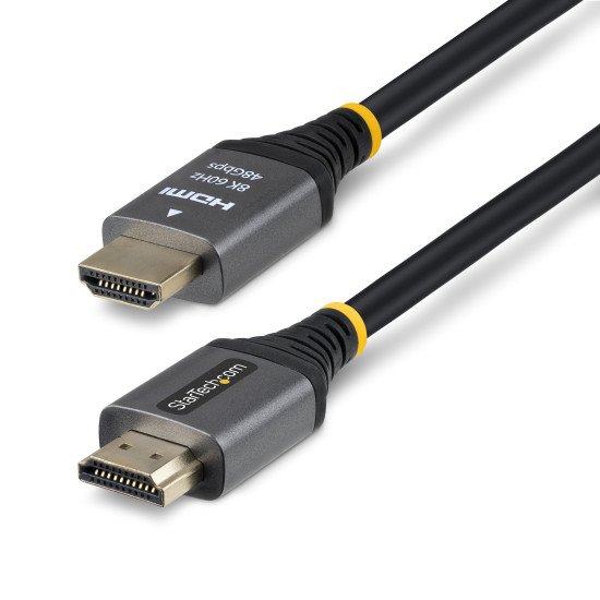 StarTech.com Câble HDMI Ultra Haut Débit Certifié de 30cm, 8K 60Hz/4K 120Hz, Câble HDMI 2.1 avec HDR10+/eARC, 48 Gbps, Câble HDMI 8K pour Moniteur/Téléviseur/Écran, Gaine TPE Flexible