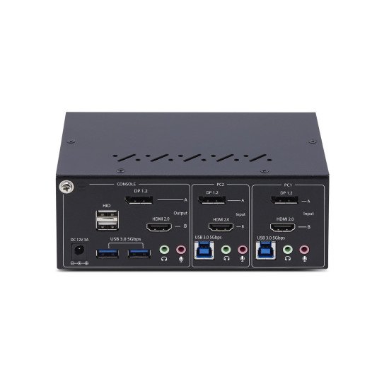 StarTech.com Commutateur KVM 2 Ports DisplayPort et HDMI, 4K 60Hz, 1 Moniteur HDMI et 1 Moniteur DP, Switch KVM 2 Ports, Hub USB 5Gbps 2 Ports, 2 Ports USB HID, Conforme TAA StarTech.com Commutateur KVM 2 Ports DisplayPort et HDMI, 4K 60Hz, 1 Moniteur HDMI et 1 Moniteur DP, Switch KVM 2 Ports, Hub USB 5Gbps 2 Ports, 2 Ports USB HID, Conforme TAA