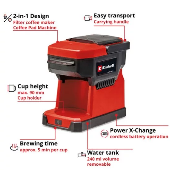 Einhell TE-CF 18 Li-Solo Semi-automatique 0,24 L Einhell TE-CF 18 Li-Solo Semi-automatique 0,24 L