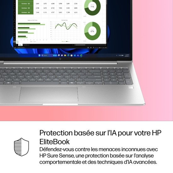 HP EliteBook 6 G1i AI Intel Core Ultra 5 225U Ordinateur portable 40,6 cm (16") WUXGA 24 Go DDR5-SDRAM 512 Go SSD Wi-Fi 7 (802.11be) Windows 11 Pro AI PC Argent