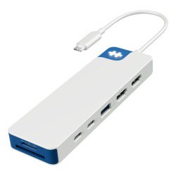 HYPER HD4103BUGL hub & concentrateur USB 3.2 Gen 1 (3.1 Gen 1) Type-C 5000 Mbit/s Bleu, Blanc