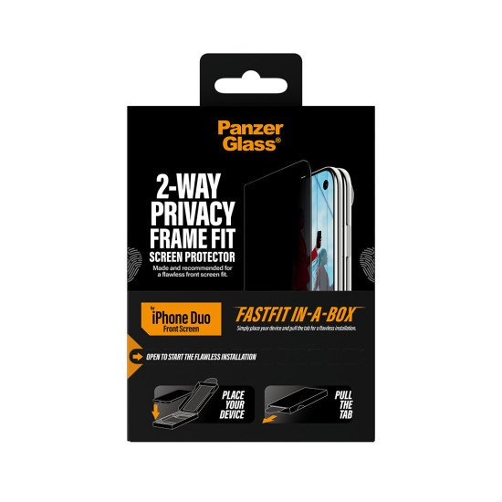 PanzerGlass ® 2-Way Privacy Front Screen Protector iPhone Duo | FRAME FIT w. FASTFIT IN-A-BOX Protection d'écran transparent 1 pièce(s)