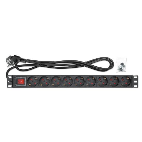 Intellinet Unité de distribution d'alimentation (PDU) 19" 1U à 9 prises EU, avec interrupteur marche/arrêt, montage horizontal, 16 A, prises EU CEE 7/3, câble d'alimentation 2 m, sortie, montage en rack, garantie trois ans