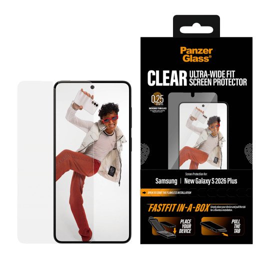PanzerGlass ® Screen Protector Samsung New Galaxy S 2026 Plus | Ultra-Wide Fit w. FASTFIT IN-A-BOX Protection d'écran transparent 1 pièce(s)