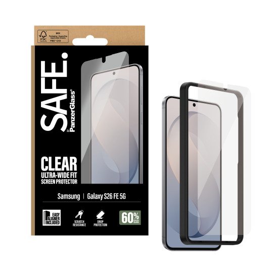 PanzerGlass SAFE. by ® Samsung Galaxy S26 FE 5G | Ultra-Wide Fit w. EasyAligner Protection d'écran transparent 1 pièce(s)