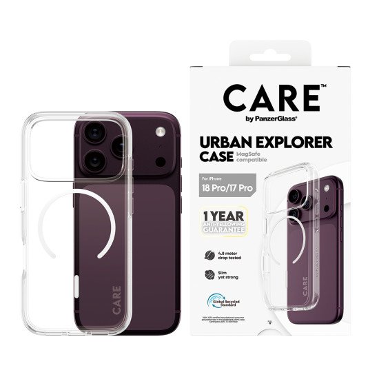 PanzerGlass CARE™ by ® Urban Explorer Case Transparent w. White MagSafe iPhone 2026 Pro | 17 Pro coque de protection pour téléphones portables Housse