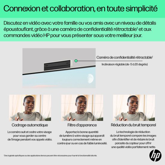 HP 24-cr0060nb AMD Ryzen™ 5 7520U 60,5 cm (23.8") 1920 x 1080 pixels PC All-in-One 16 Go LPDDR5-SDRAM 512 Go SSD Windows 11 Home Wi-Fi 6 (802.11ax) Noir