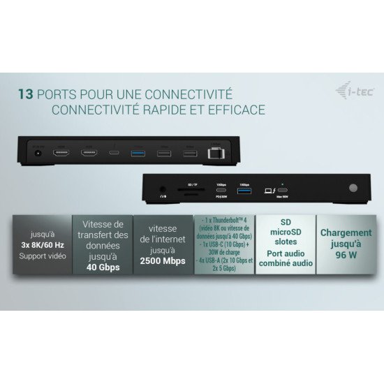 i-tec Thunderbolt4 Triple Display Docking Station + Power Delivery 96W i-tec Thunderbolt4 Triple Display Docking Station + Power Delivery 96W