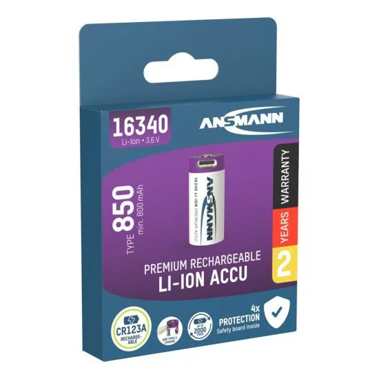 Ansmann 1300-0015 pile domestique Batterie rechargeable 16340 Lithium-Ion (Li-Ion) Ansmann 1300-0015 pile domestique Batterie rechargeable 16340 Lithium-Ion (Li-Ion)