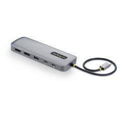 StarTech.com Adaptateur Multiport USB-C vers Deux Ports DisplayPort 10-en-1, Recharge Power Delivery 100 W, 2 x 4K 60Hz, Hub 5 Ports à 5 Gbps, Gigabit Ethernet, Mini Dock Type-C