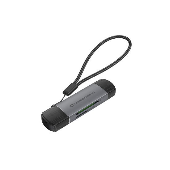 Conceptronic BIAN05G lecteur de carte mémoire USB 3.2 Gen 1 (3.1 Gen 1) Type-A/Type-C Gris