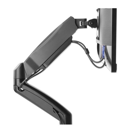 Manhattan Support de bureau double pour TV/moniteurs (bras à ressort à Bras articulé), écrans 10" à 27", fixation à l'arrière par pince ou passe-câble, Compatibilité VESA : 75x75 et 100x100 mm (vérifiez les dimensions des quatre trous de fixatio
