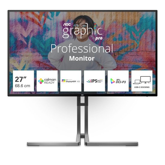 AOC U27U3CV écran PC 68,6 cm (27") 3840 x 2160 pixels 4K Ultra HD LCD Noir AOC U27U3CV écran PC 68,6 cm (27") 3840 x 2160 pixels 4K Ultra HD LCD Noir