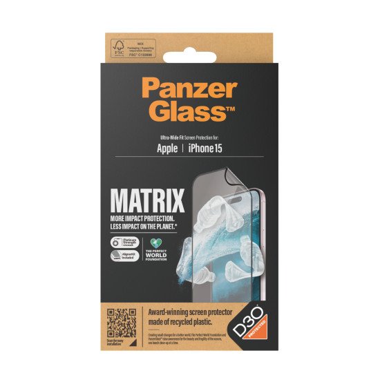 PanzerGlass UWF Matrix with D30 (Rec. PET) Protection d'écran transparent Apple 1 pièce(s)