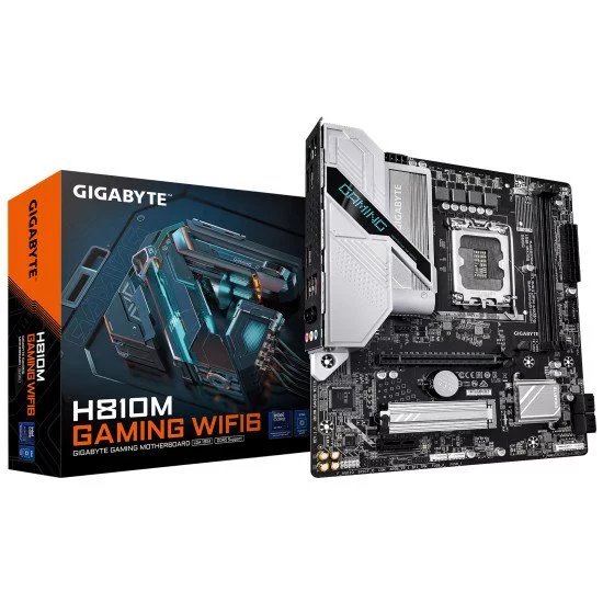 GIGABYTE H810M GAMING WIFI6 Carte mère - Processeurs Intel Core Ultra (Série 2), VRM 4+1+2 phases, jusqu'à 6400 MHz DDR5, 1xPCIe 4.0 M.2, LAN 2.5GbE, WIFI 6, USB 3.2 Gen 1 GIGABYTE H810M GAMING WIFI6 Carte mère - Processeurs Intel Core Ultra (Série 2), VRM 4+1+2 phases, jusqu'à 6400 MHz DDR5, 1xPCIe 4.0 M.2, LAN 2.5GbE, WIFI 6, USB 3.2 Gen 1