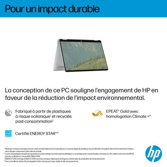 HP OmniBook 5 Flip 14-fp0742nb Intel® Core™ i3 i3-1315U Hybride (2-en-1) 35,6 cm (14") Écran tactile 2K 8 Go LPDDR5-SDRAM 512 Go SSD Wi-Fi 6 (802.11ax) Windows 11 Home Argent