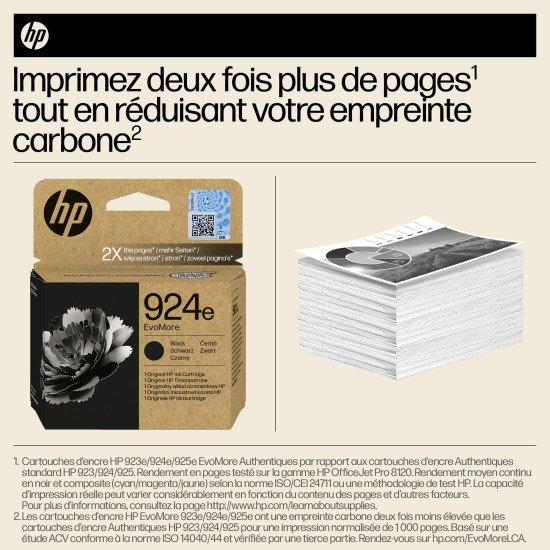HP 924e Cartouche d'encre authentique Noir EvoMore HP 924e Cartouche d'encre authentique Noir EvoMore
