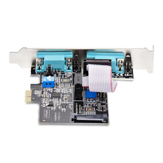 StarTech.com Carte Série PCI Express à 2 Ports - Adaptateur/Carte PCIe à 2 Ports vers RS232/RS422/RS485 (DB9), Support Bas-Profil Inclus, UART 16C1050, Windows/Linux, Conformité TAA - Protection ESD de niveau 4