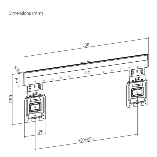 ACT Support mural fixe pour téléviseur, 37« à 80 », ultra mince, VESA