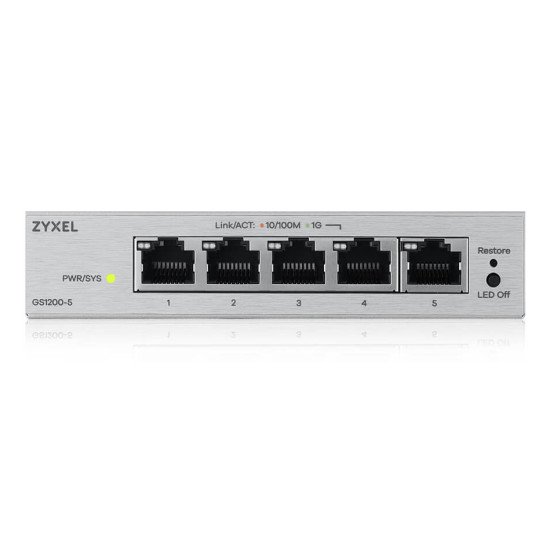 Zyxel GS1200-5V3 Géré L2 Gigabit Ethernet (10/100/1000) Bureau Gris