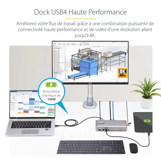 StarTech.com Station d'Accueil USB4, USB-C 40Gbps, Double Vidéo HDMI, Jusqu'à 2x 4K 60Hz 4:4:4 (RGB) ou 2x 4K 120Hz 4:2:2, Dock Multi-Moniteur, 6x USB, 2.5GbE, 100W PD StarTech.com Station d'Accueil USB4, USB-C 40Gbps, Double Vidéo HDMI, Jusqu'à 2x 4K 60Hz 4:4:4 (RGB) ou 2x 4K 120Hz 4:2:2, Dock Multi-Moniteur, 6x USB, 2.5GbE, 100W PD