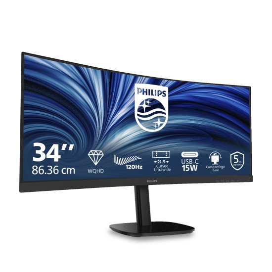Philips 34B2N3500C/00 écran PC 86,4 cm (34") 3440 x 1440 pixels Wide Quad HD LCD Noir