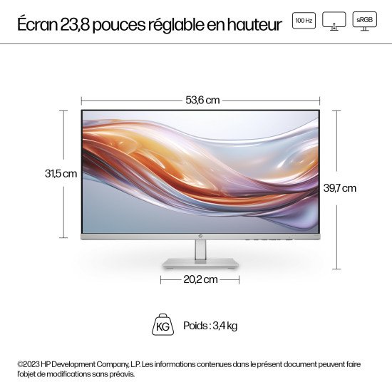 HP Series 5 Écran Full HD réglable en hauteur 23,8 pouces Série 5 - 524sh HP Series 5 Écran Full HD réglable en hauteur 23,8 pouces Série 5 - 524sh