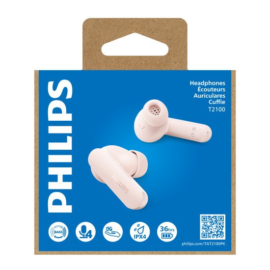 Philips TAT2100 Casque True Wireless Stereo (TWS) Ecouteurs Appels/Musique Bluetooth Rose