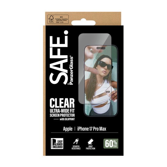 PanzerGlass SAFE. by ® Screen Protector w. Black Frame iPhone 17 Pro Max | Ultra-Wide Fit w. EasyAligner Protection d'écran transparent Apple 1 pièce(s)