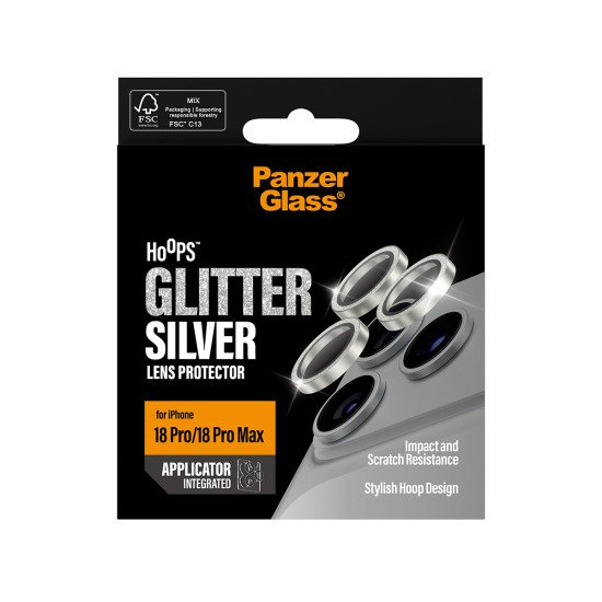 PanzerGlass ® Hoops® Camera Lens Protector Glitter Silver iPhone 2026 Pro | 2026 Pro Max Protection d'écran transparent 1 pièce(s)