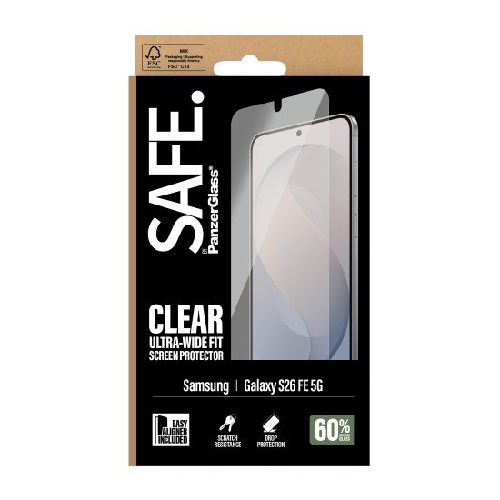 PanzerGlass SAFE. by ® Samsung Galaxy S26 FE 5G | Ultra-Wide Fit w. EasyAligner Protection d'écran transparent 1 pièce(s)