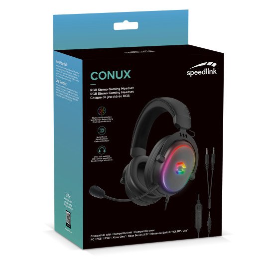 SPEEDLINK CONUX RGB Casque Avec fil Arceau Gaming USB Type-A Noir