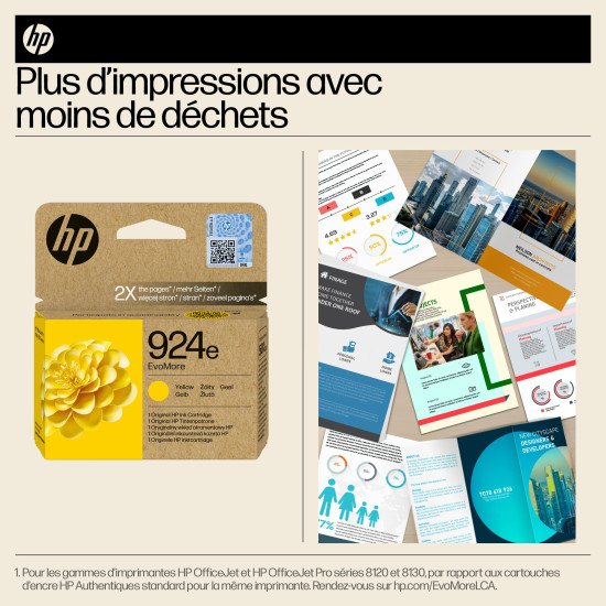 HP 924e Cartouche d'encre authentique Jaune EvoMore