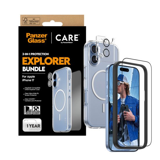 PanzerGlass ® | CARE by ® 3-in-1 Flagship Explorer Bundle iPhone 17 Protection d'écran transparent Apple 1 pièce(s)