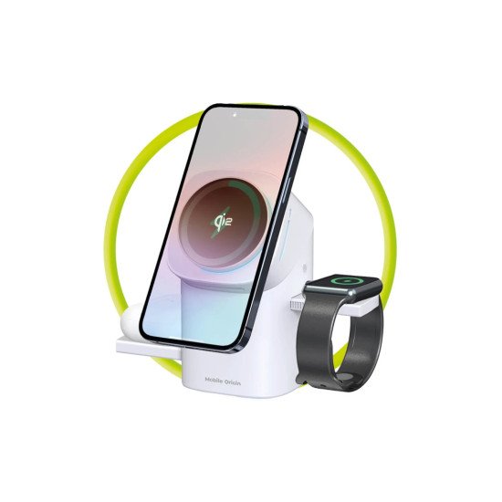 Mobile Origin WCHS-PW11-WHT chargeur d'appareils mobiles Smartphone, Smartwatch, Casques Blanc USB Recharge sans fil Charge rapide Intérieure