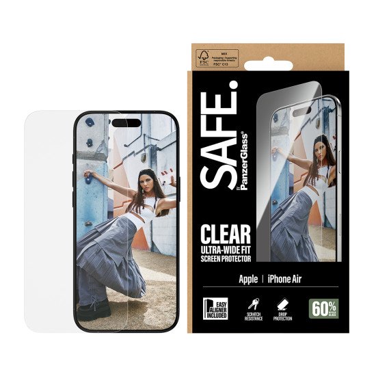 PanzerGlass SAFE. by ® Screen Protector iPhone Air | Ultra-Wide Fit w. EasyAligner Protection d'écran transparent Apple 1 pièce(s)