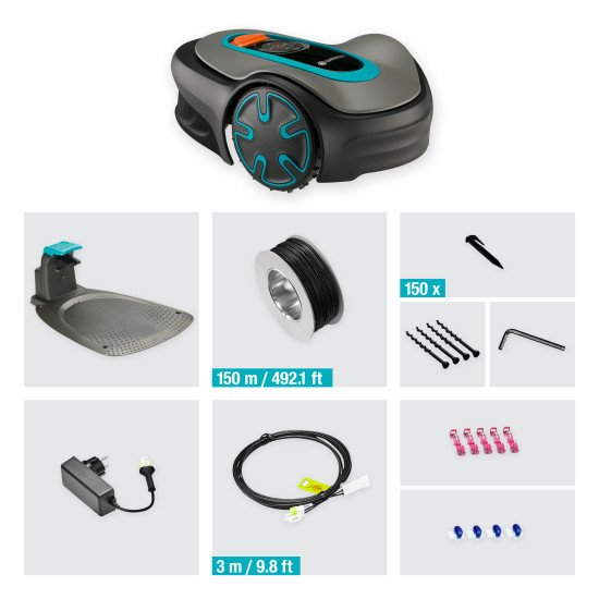 Gardena SILENO minimo Tondeuse à gazon robot Batterie Noir, Bleu, Gris