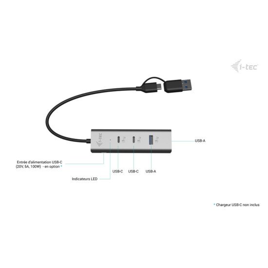 i-tec Metal Universal Charging HUB 2xUSB-C + 2x USB-A Port + Power Delivery 85W i-tec Metal Universal Charging HUB 2xUSB-C + 2x USB-A Port + Power Delivery 85W