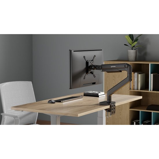 Manhattan Support de bureau pour TV/moniteurs (bras à ressort à Bras articulé), écrans 13" à 42", fixation à l'arrière par pince ou passe-câble, Compatibilité VESA : de 75x75 à 200x200 mm (vérifiez les dimensions des quatre trous de fixation à l