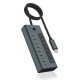 ICY BOX IB-HUB1457-C31 hub & concentrateur USB 3.2 Gen 1 (3.1 Gen 1) Type-C 10000 Mbit/s Bleu, Gris