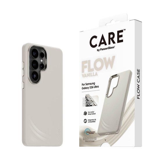 PanzerGlass CARE™ by ® Flow Case Vanilla w. Qi Samsung Galaxy S26 Ultra coque de protection pour téléphones portables Housse Beige