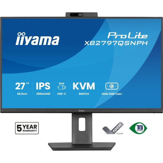 iiyama ProLite XB2797QSNPH-B1 27IN IPS LCD 4MS 2560X1440 350CD/M2 HDMI/DP/USB 2 écran PC 68,6 cm (27") 2560 x 1440 pixels Quad HD Noir