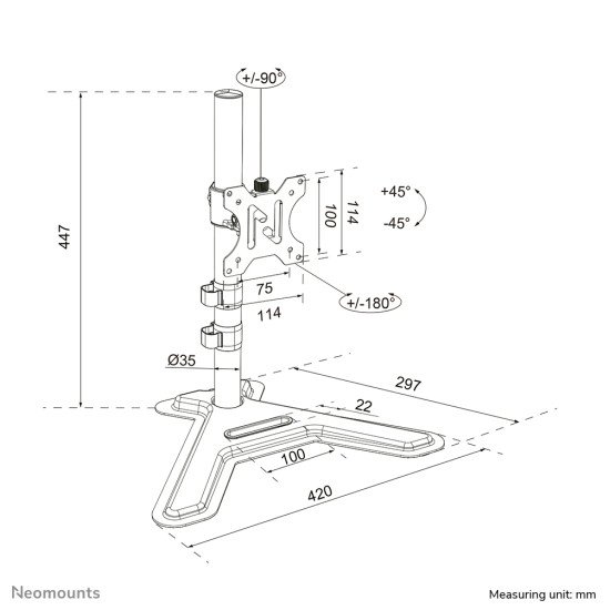 Neomounts DS45-600BL1 Support de moniteur simple 10-32"